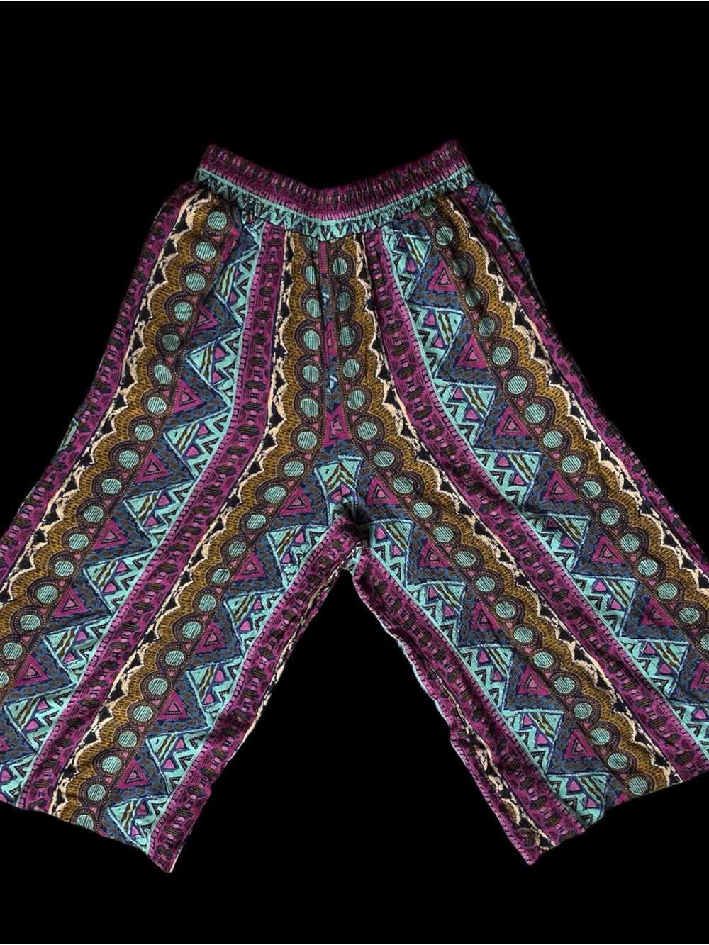 Boho Wide-Leg Printed Palazzo Pants - Purple & Teal Woman’s Medium!